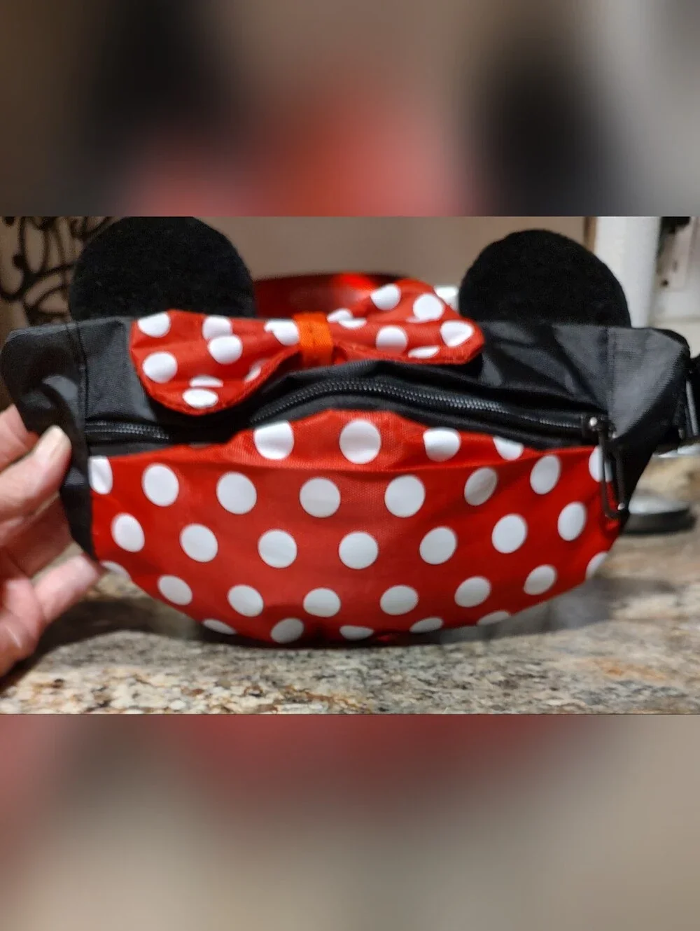 Kids Red Polka Dot Bow Waist Bag with Ear Accents